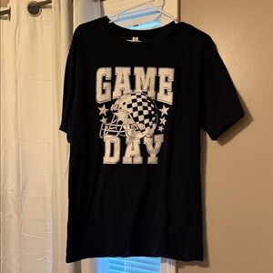 Alstyle Black Tee with White "Game Day" Helmet Graphic